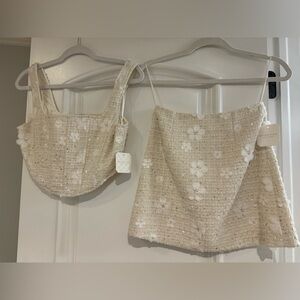 Altar’d state best selling set! White/off white tweed with sequin & floral.